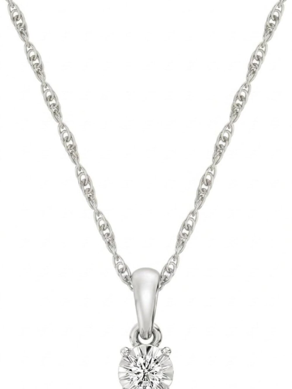 Elegant Round Solitaire Lab-Grown Diamond Pendant Necklace in Sterling Silver